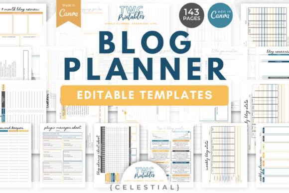 Download Blog Planner Canva Templates | CELESTIAL - Log Collection