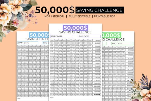 Download 50K Saving Challenge Journal Kdp Planner - Kdp planner Collection