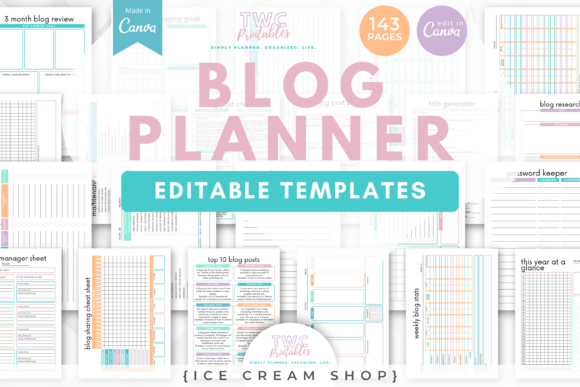 Download Blog Planner Canva Templates | ICE CREAM - Log Collection