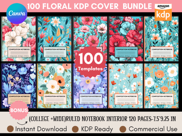 Download Floral Composition Notebook Covers KDP - Notebook Collection