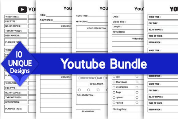 Download Youtube Log Book Bundle | KDP Interior - Log Collection